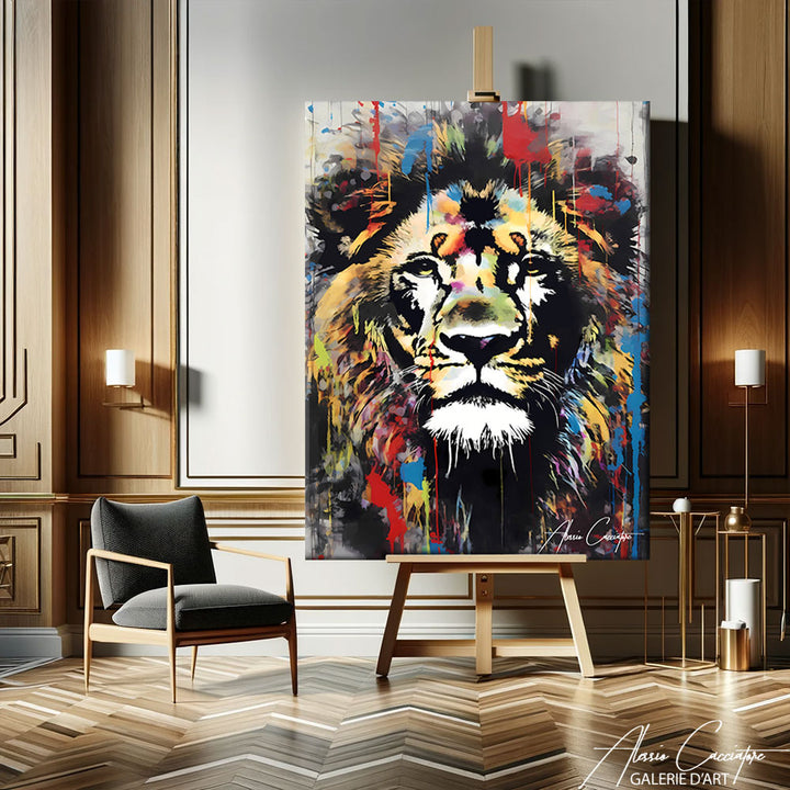 Tableau Lion Gris 