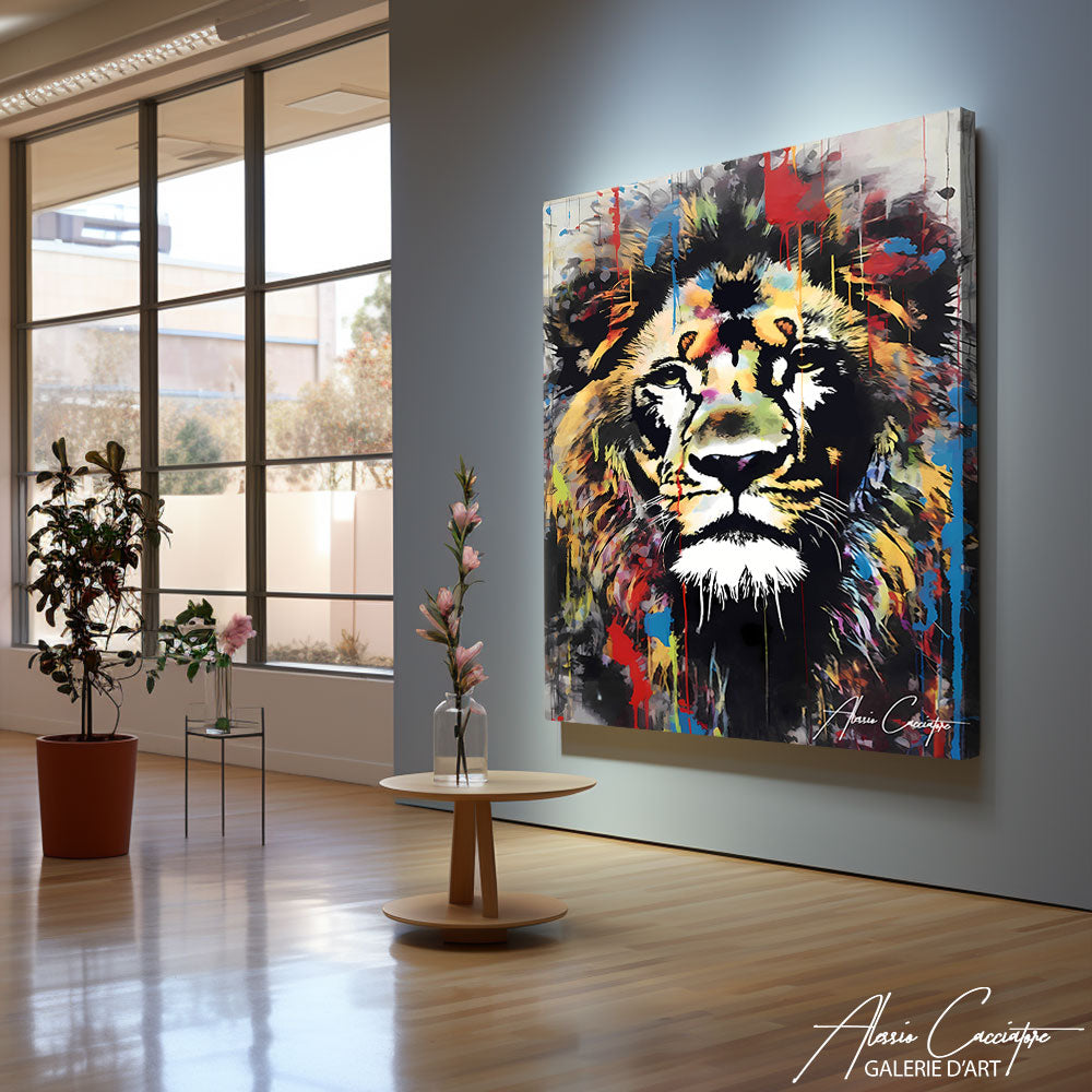 tableau lion peinture
