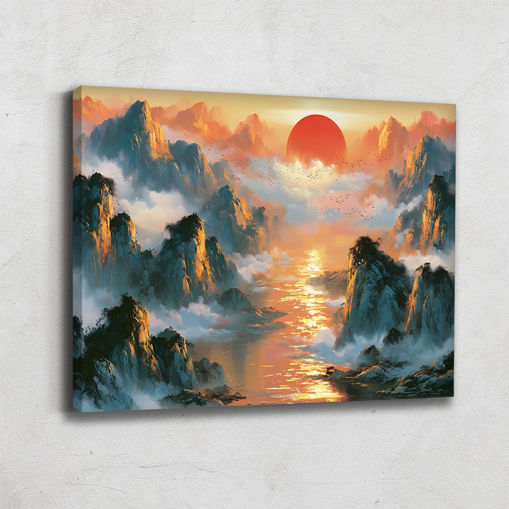 TABLEAU JAPANDI SOLEIL ROUGE
