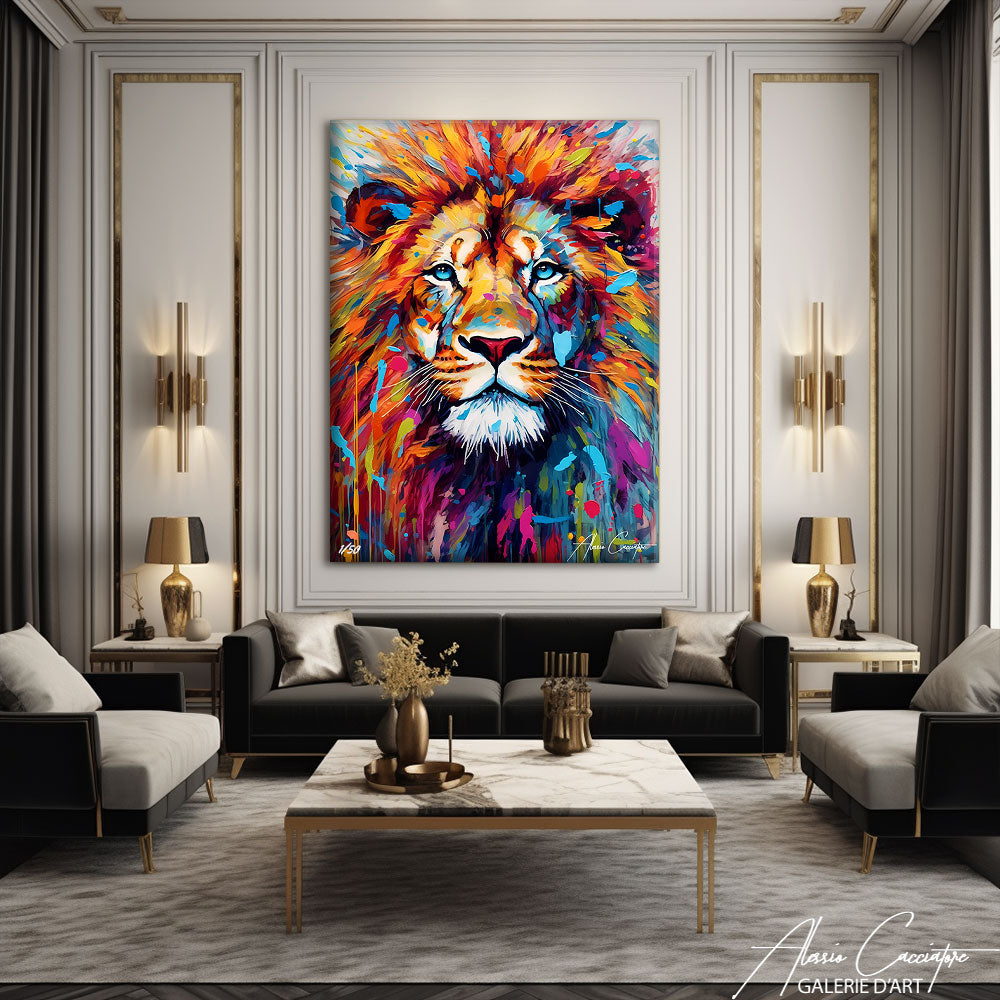 Tableau Lion Yeux Bleu