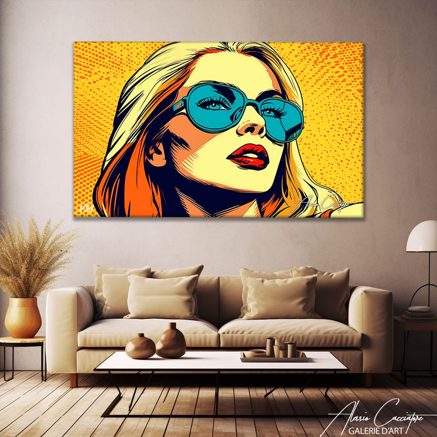Tableau Pop Art Femme – mise en situation