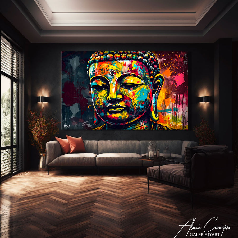 tableau bouddha pop art – mise en situation