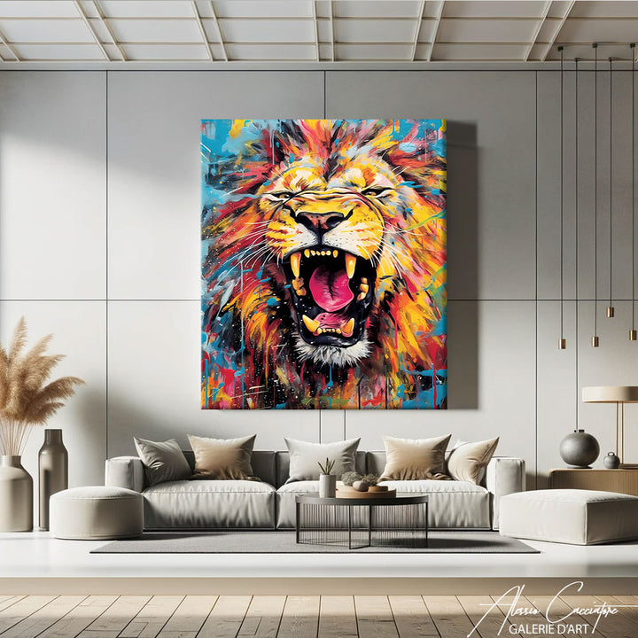 TABLEAU LION RUGISSANT
