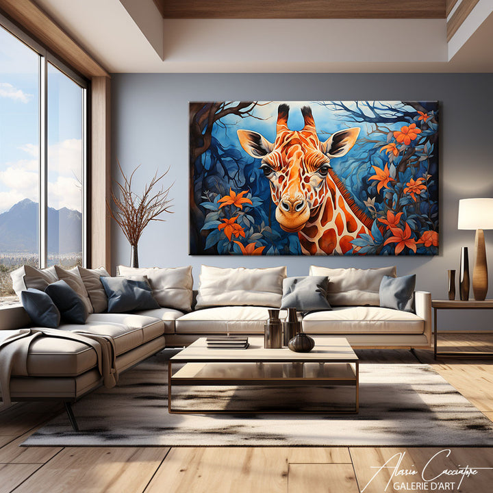 peinture murale girafe