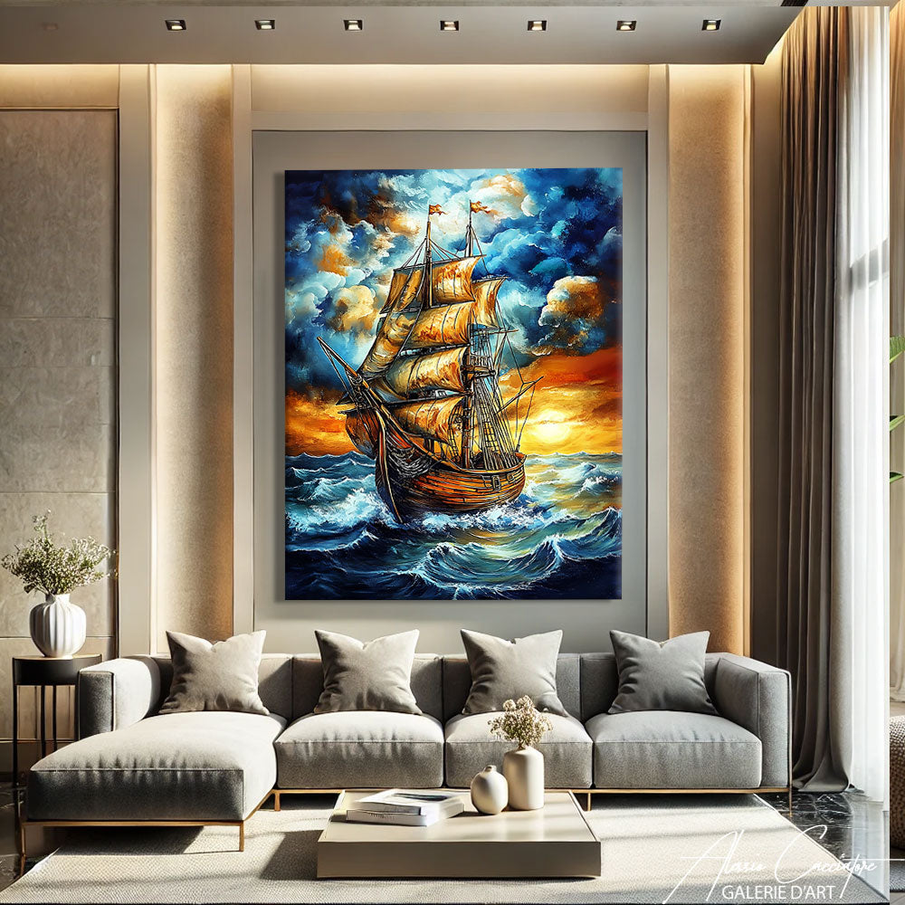 TABLEAU DE BATEAU DANS LA TEMPÊTE