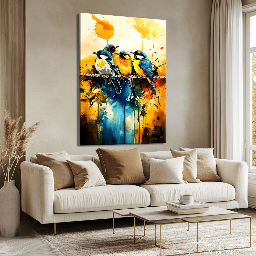 tableau oiseau abstrait