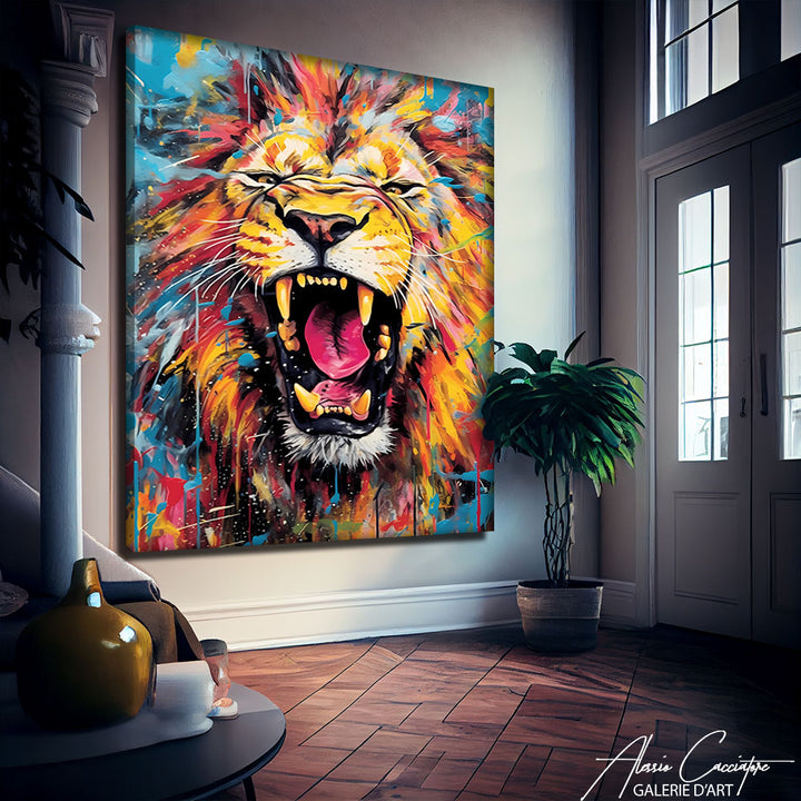 TABLEAU LION ACRYLIQUE
