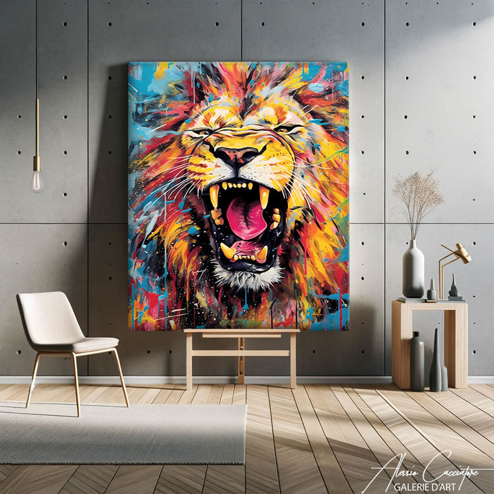 TABLEAU LION COLORE
