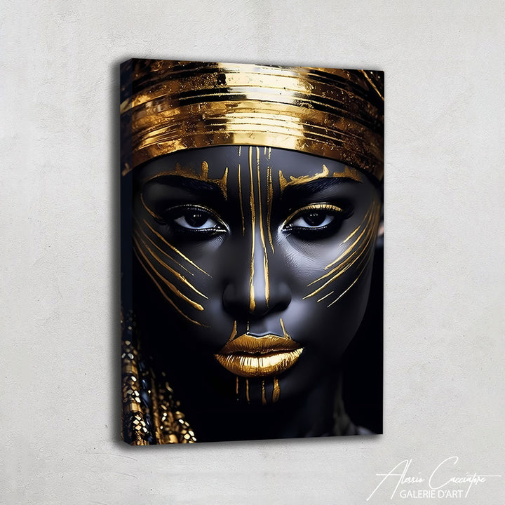 Tableau Femme Africaine Noir Et Or