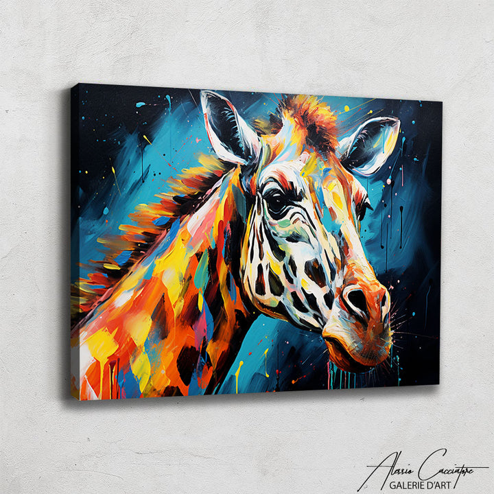 peinture girafe multicolore