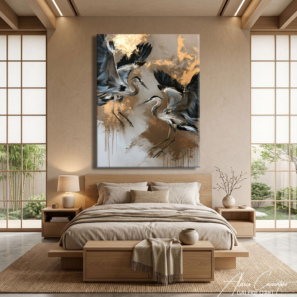 TABLEAU HÉRONS JAPANDI