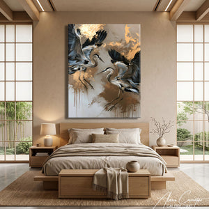 TABLEAU HÉRONS JAPANDI