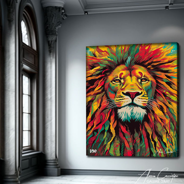 tableau lion rasta