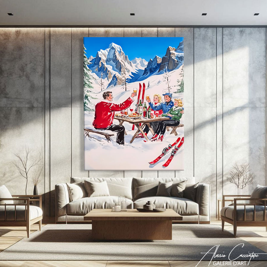 Peinture Vintage Ski – mise en situation