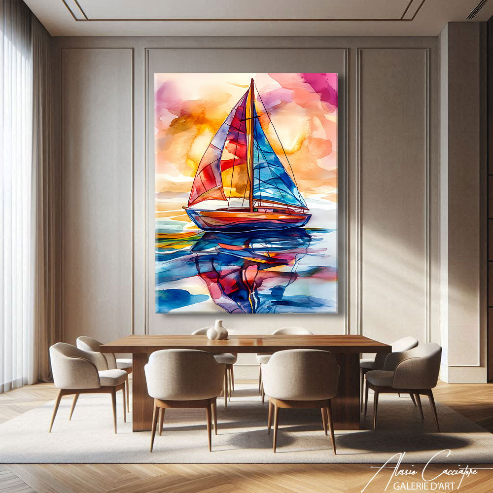 TABLEAU AQUARELLE VOILIER