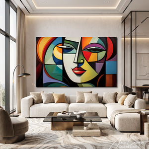 TABLEAU CUBISME COLORÉ