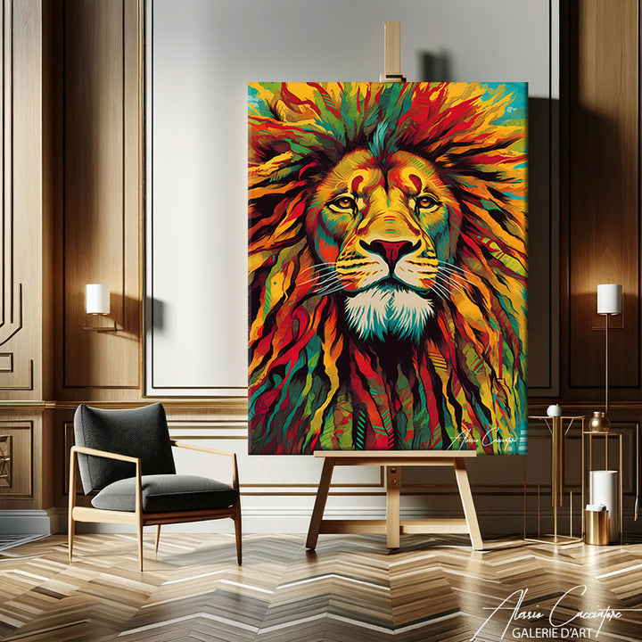 TABLEAU LION RASTA
