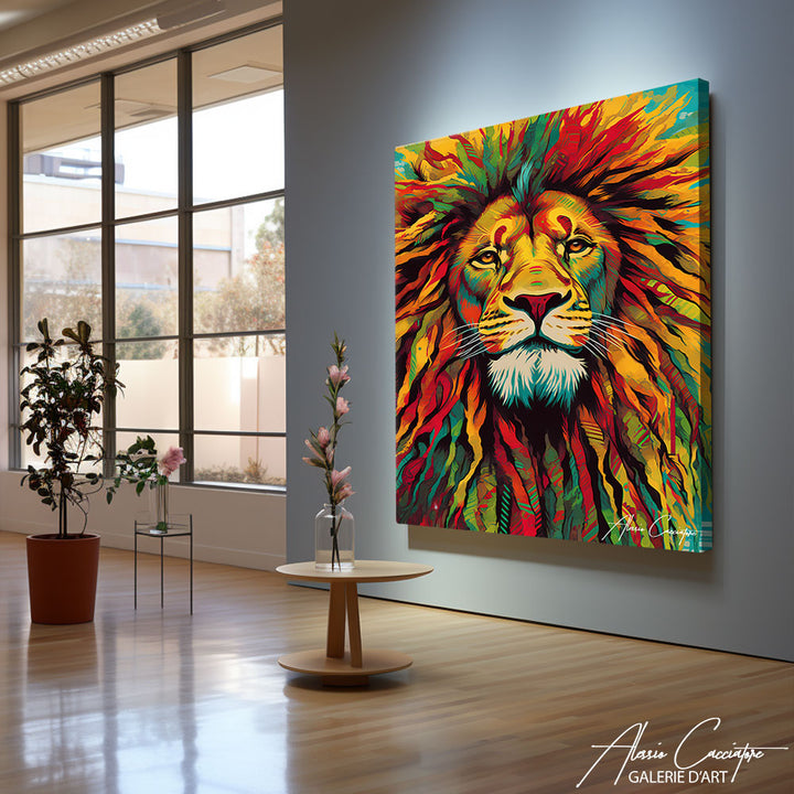 TABLEAU LION COLORÉ
