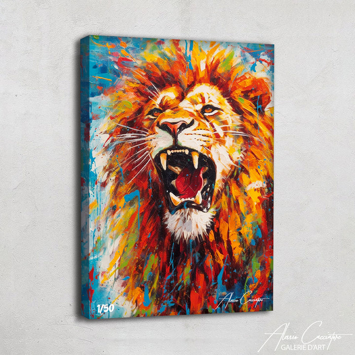 tableau lion peint