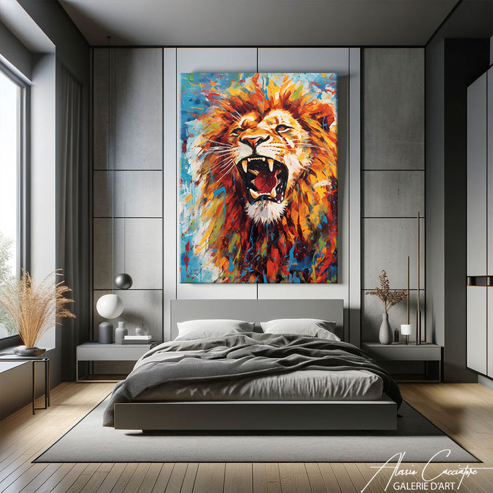 TABLEAU LION COLORÉ
