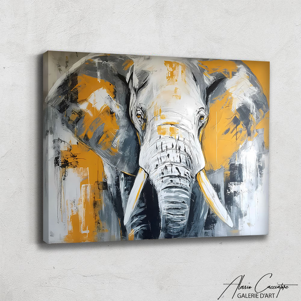 Tableau Abstrait Orange et Gris