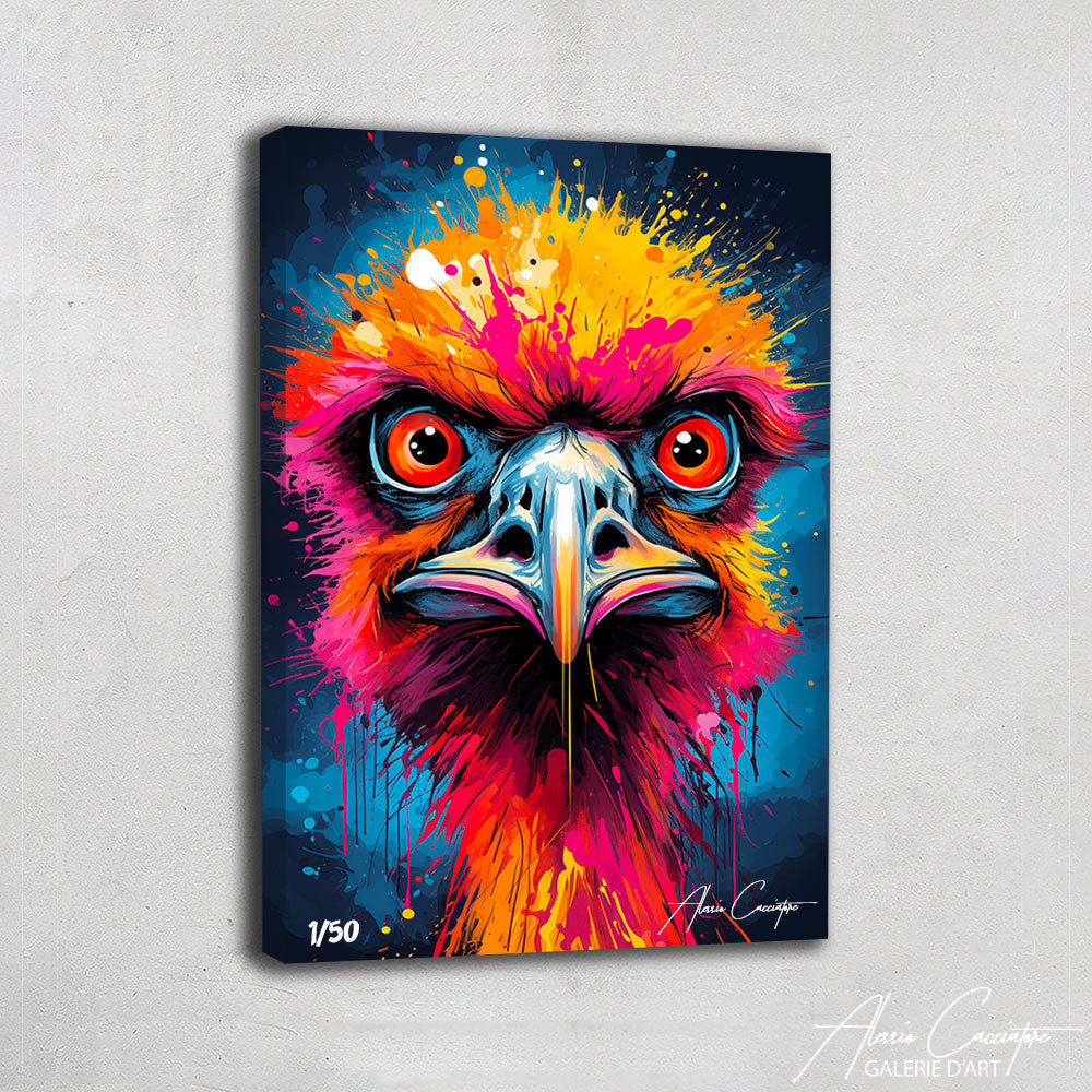 tableau peinture autruche