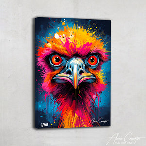 tableau peinture autruche