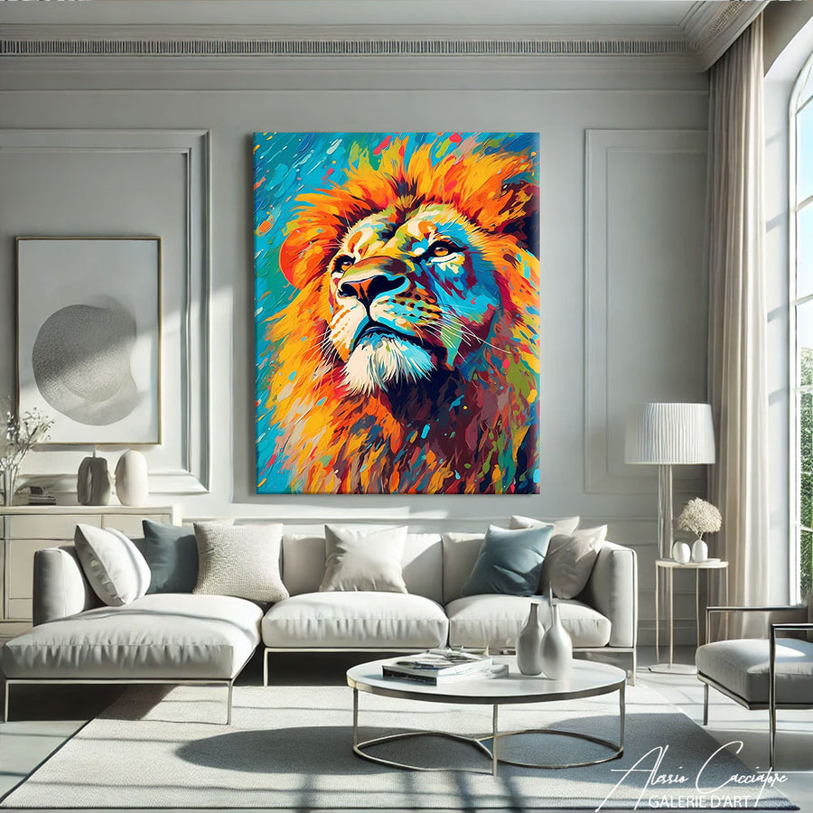 Tableau Lion Lumineux – mise en situation