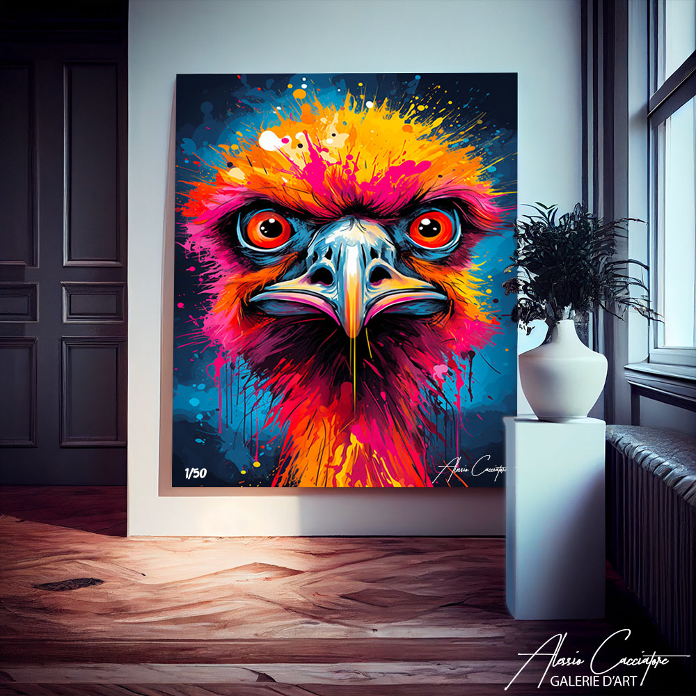 tableau autruche pop art