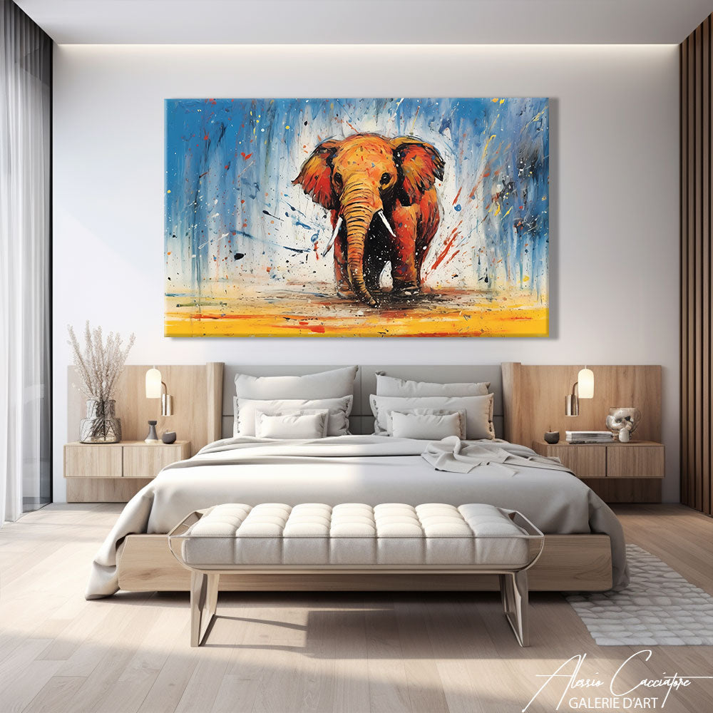 tableau éléphant abstrait