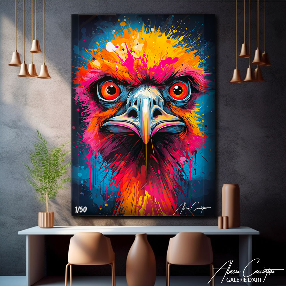 tableau autruche pop art