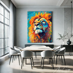 tableau lion coloré
