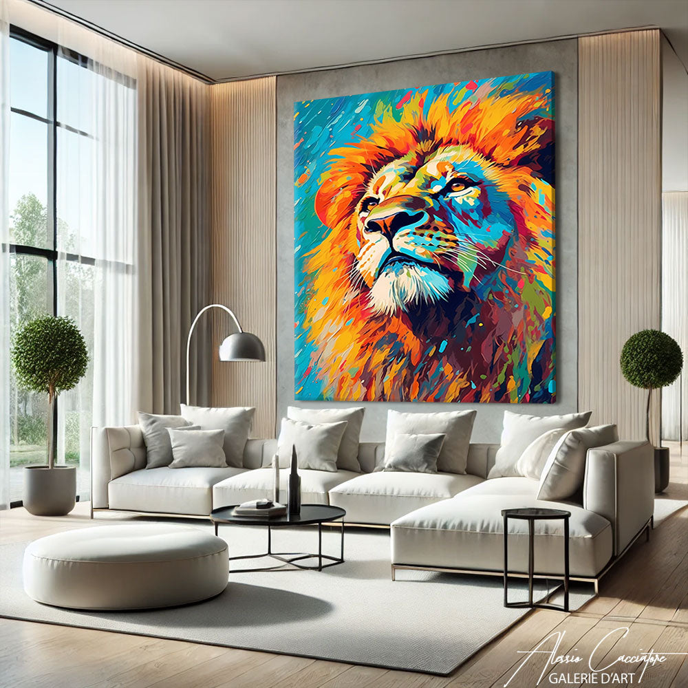 tableau pop art lion