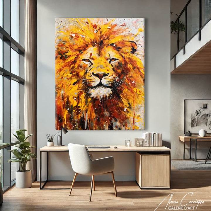 TABLEAU LION COLORÉ
