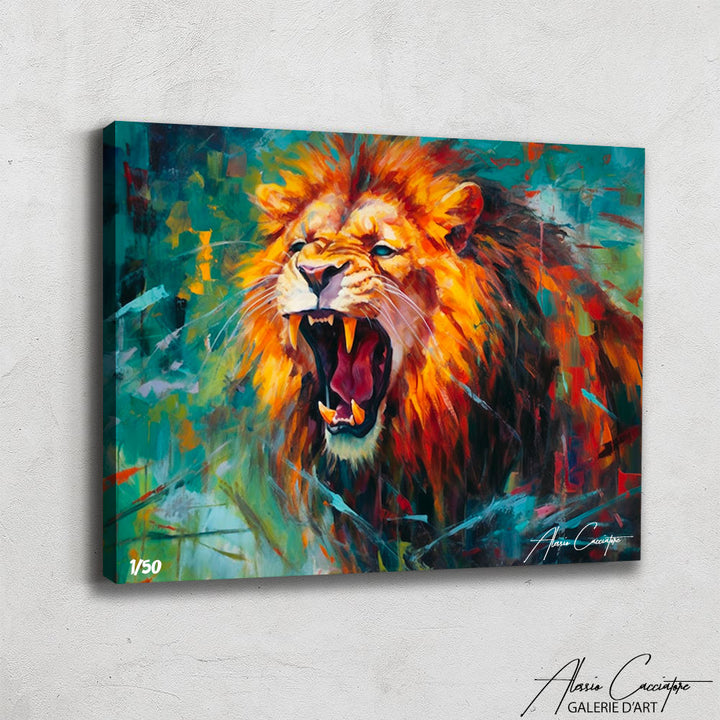 tableau lion peinture