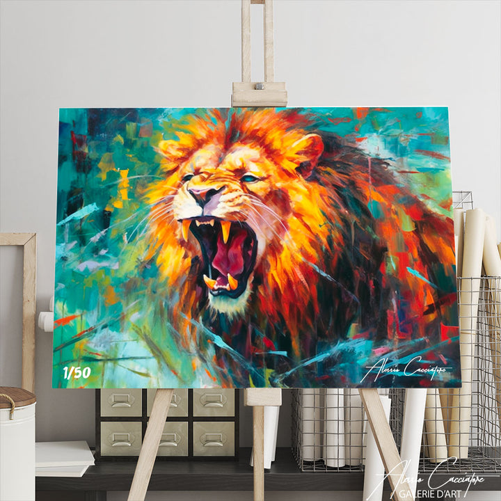 peinture lion abstrait