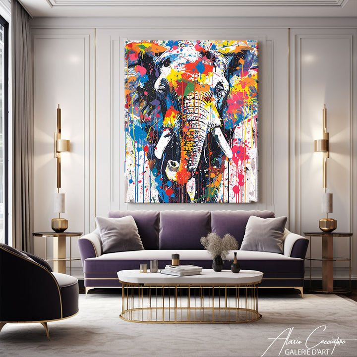 Peinture Éléphant Pop Art