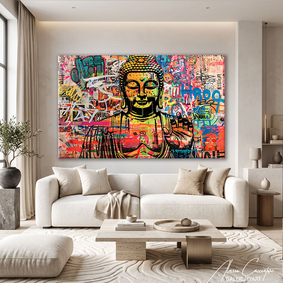 TABLEAU STREET ART BOUDDHA – mise en situation
