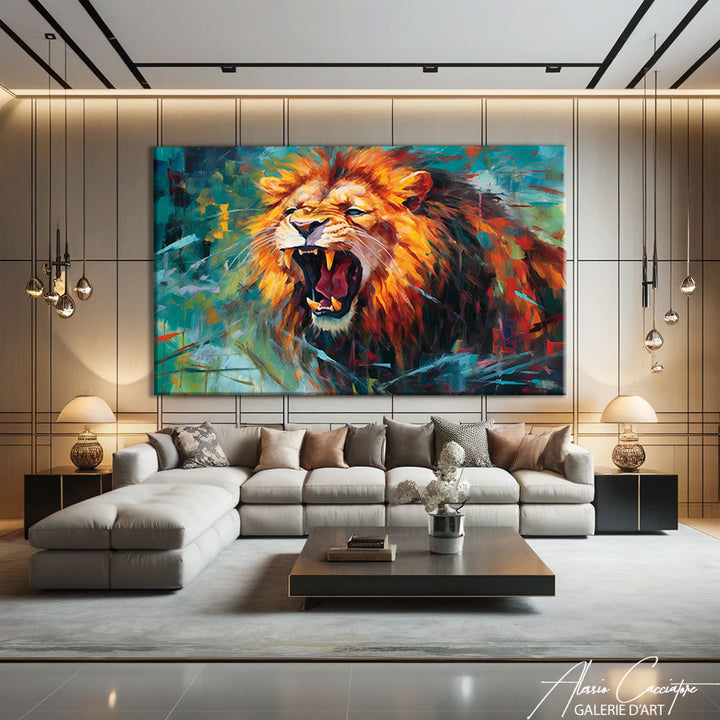 TABLEAU LION COLORÉ
