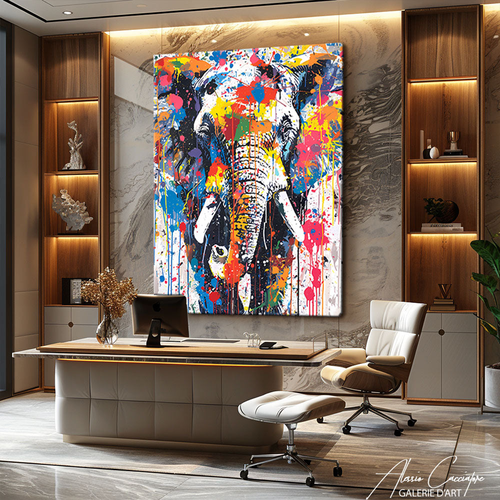 tableau éléphant pop art