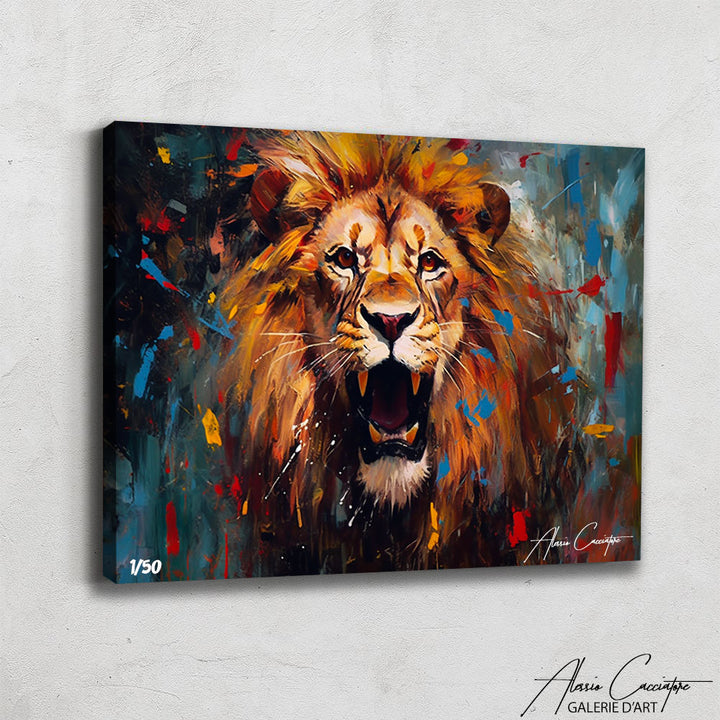 tableau lion peintre