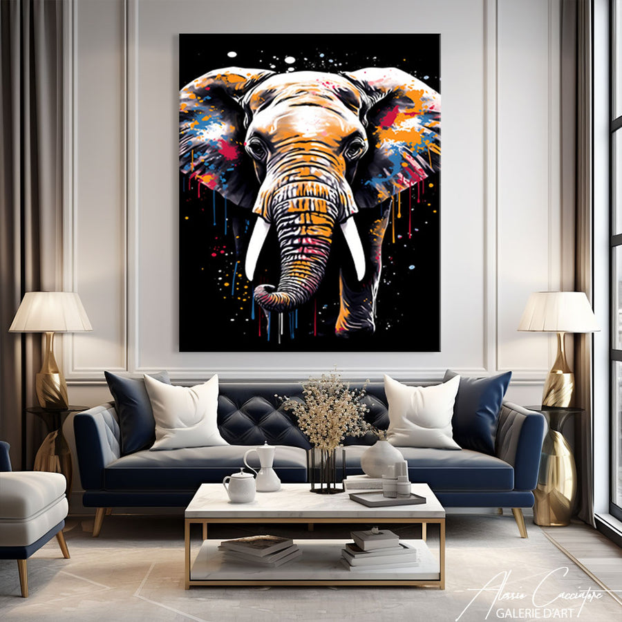 tableau pop art éléphant – mise en situation
