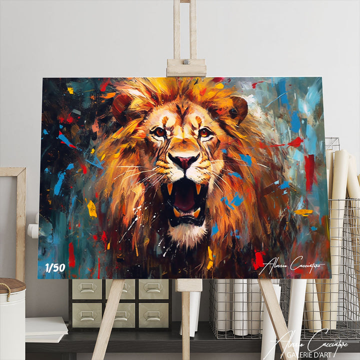 tableau lion peintre