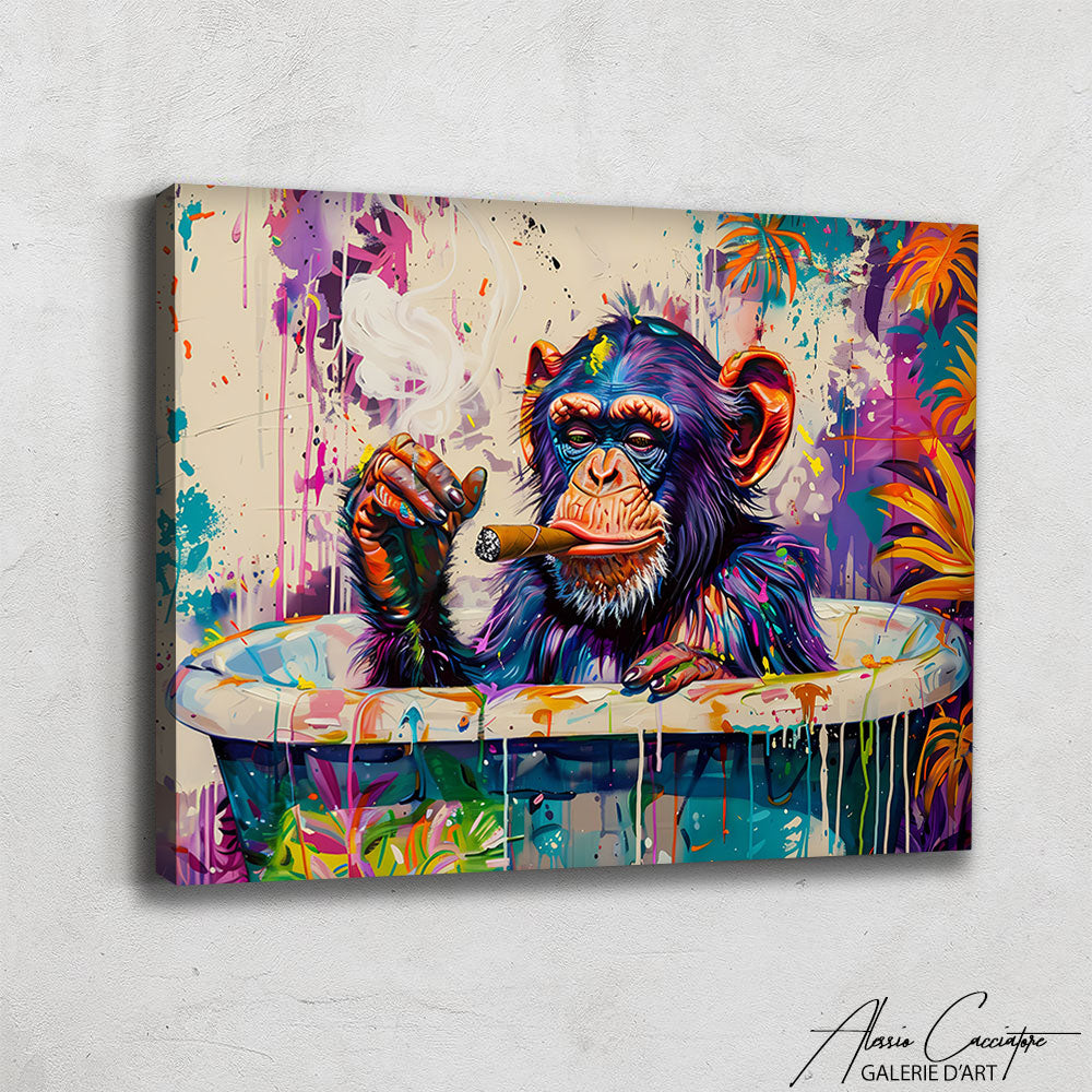 Tableau Singe Baignoire