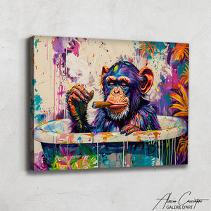 Tableau Singe Baignoire