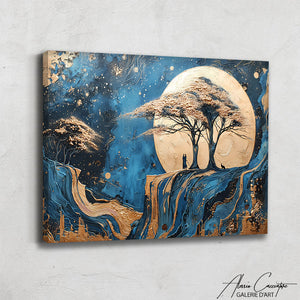 Tableau Abstrait Bleu et Or