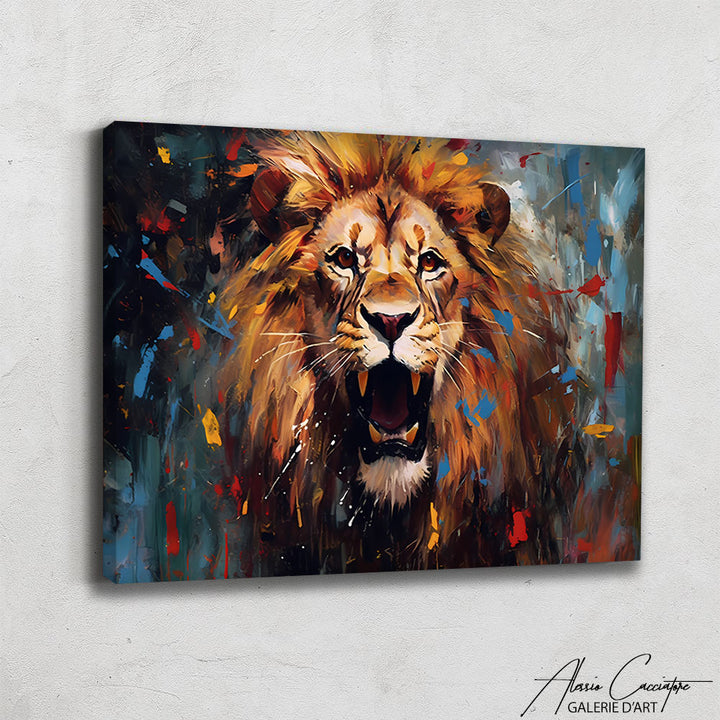 tableau lion peintre