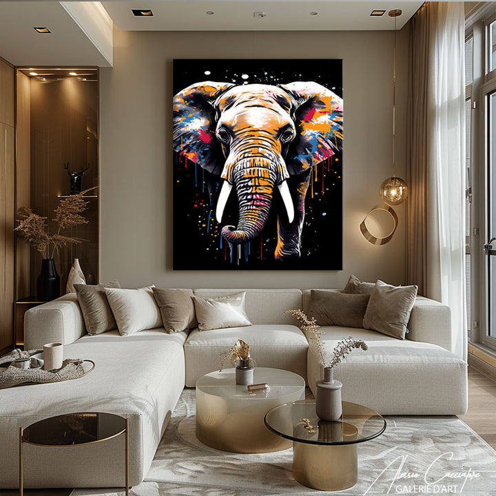 peinture éléphant pop art