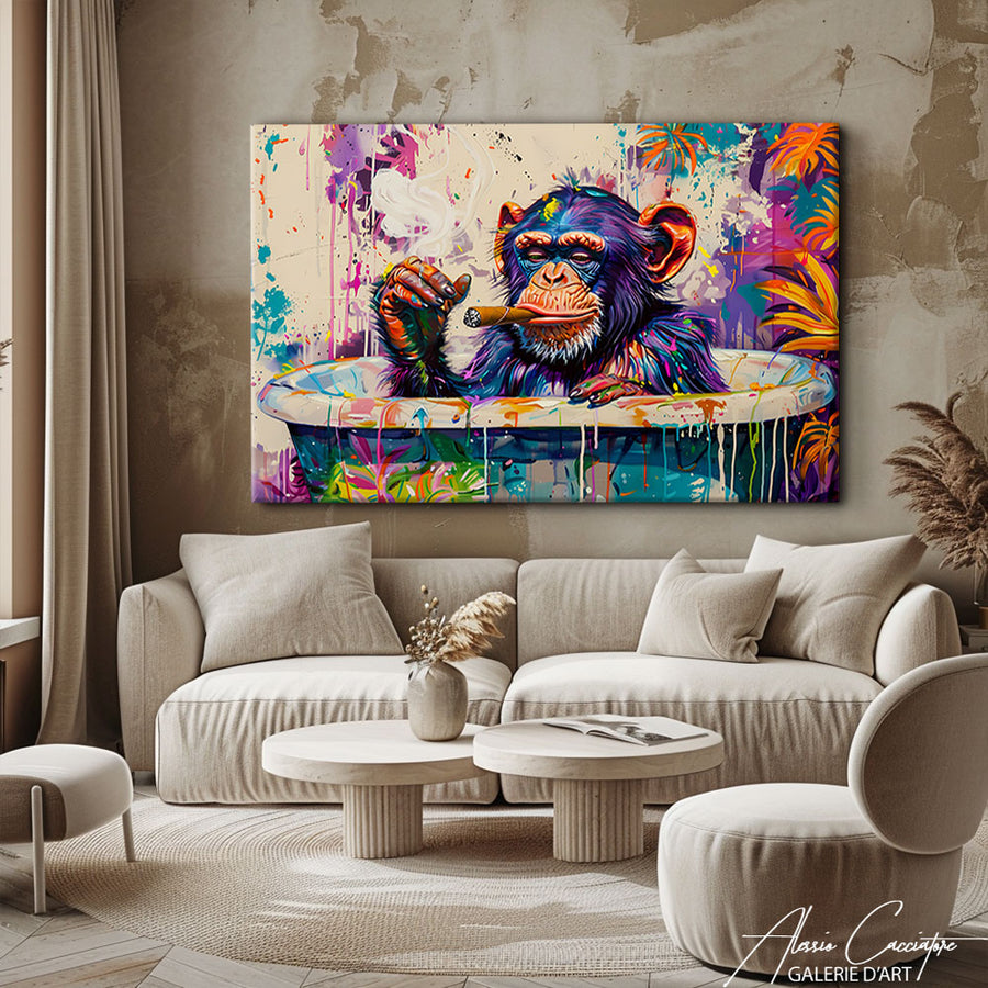 Tableau Singe Baignoire – mise en situation
