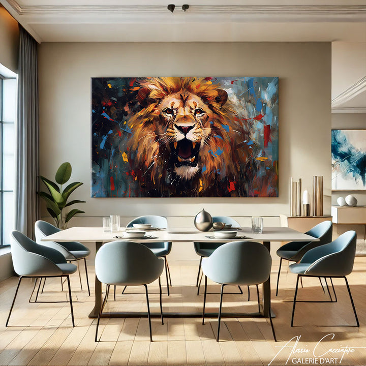 tableau lion peintre